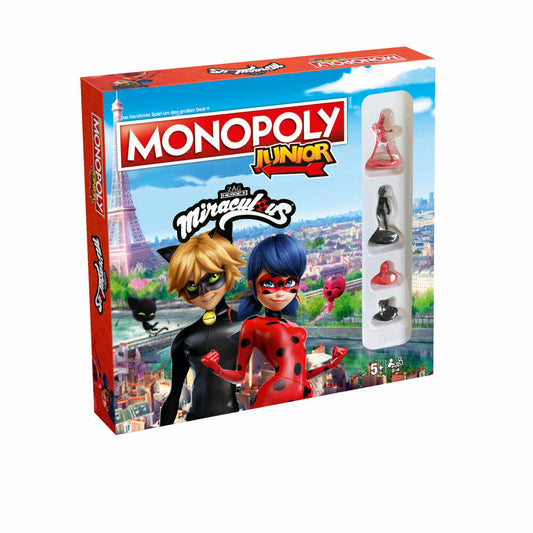 Winning Moves Monopoly Junior Miraculous Lady Bug, Board Game, Parlor Game, Children's Game, 45601