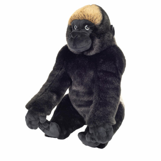 Teddy Hermann Berggorilla sitzend, Kuscheltier, Stofftier, Plüschtier, Gorilla, Wildtier, Plüsch, Schwarz, 35 cm, 929437