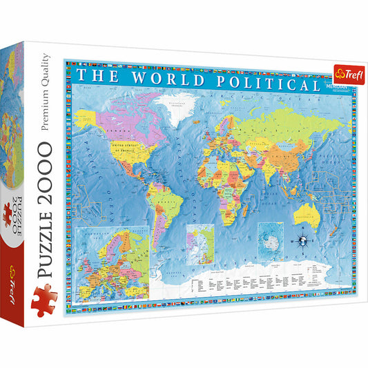 Trefl Puzzle Political World Map, 2000 pieces, 96.1 x 68.2 cm, 27099