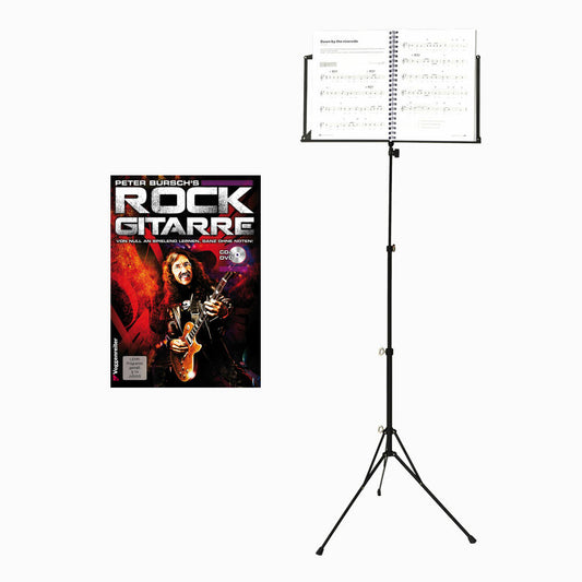 Voggenreiter Gitarren Set, 4-tlg., Peter Burschs Rock Gitarre, Notenständer NS-100, Gitarren Buch