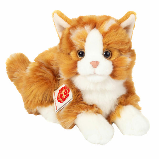 Teddy Hermann Cat Lying, Cuddly Toy, Stuffed Toy, Plush Toy, Cats, Plush, Red Tabby, 20 cm, 918370