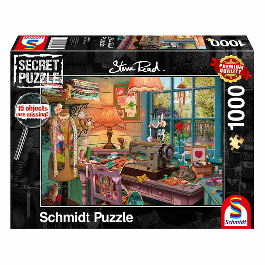 Schmidt Spiele Puzzle In the Sewing Room Secret Puzzle, Adult Puzzle, Hidden Object, 1000 Pieces, 59654