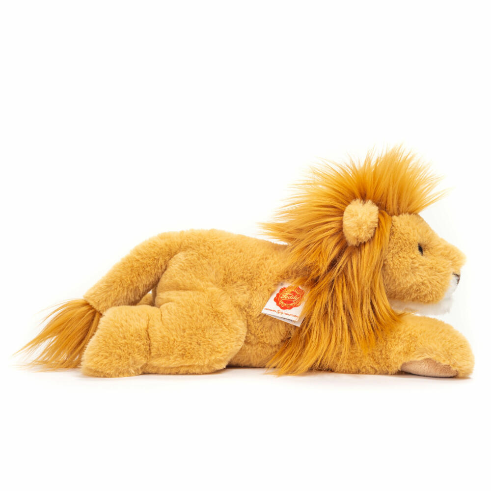 Teddy Hermann lion lying down, plush toy, cuddly toy, wild animal, big cat, plush, golden yellow, 33 cm, 904779