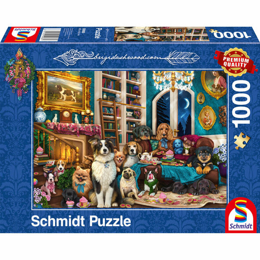 Schmidt Spiele Puzzle Party in der Bibliothek, Brigid Ashwood, Erwachsenenpuzzle, Premium, 1000 Teile, 59988