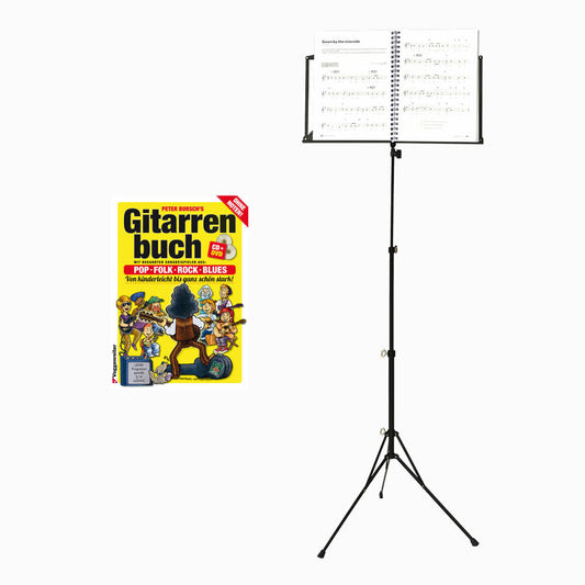 Voggenreiter Gitarren Set, 4-tlg., Peter Burschs Gitarrenbuch, Notenständer NS-100, Gitarren Buch, Lernbuch