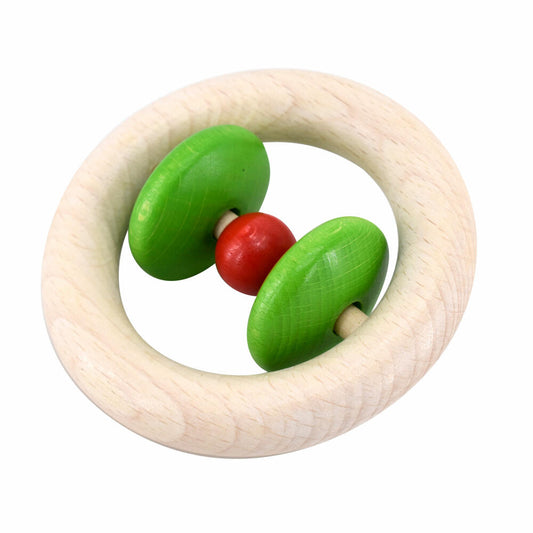 Voggenreiter Music For Kids Premium Rattle-Ring Roti, Rattle, Musical Toy, Wooden Musical Toy, Red / Green, 1124