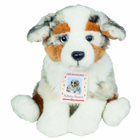 Teddy Hermann Australian Shepherd Welpe, Kuscheltier, Stofftier, Plüschtier, Hund, Sonderedition Lieblingshunde, sitzend, Plüsch, Mehrfarbig, 22 cm, 91935