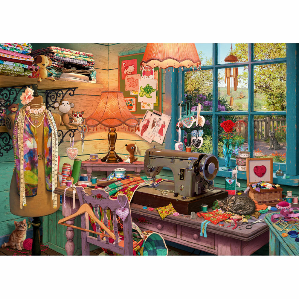 Schmidt Spiele Puzzle In the Sewing Room Secret Puzzle, Adult Puzzle, Hidden Object, 1000 Pieces, 59654