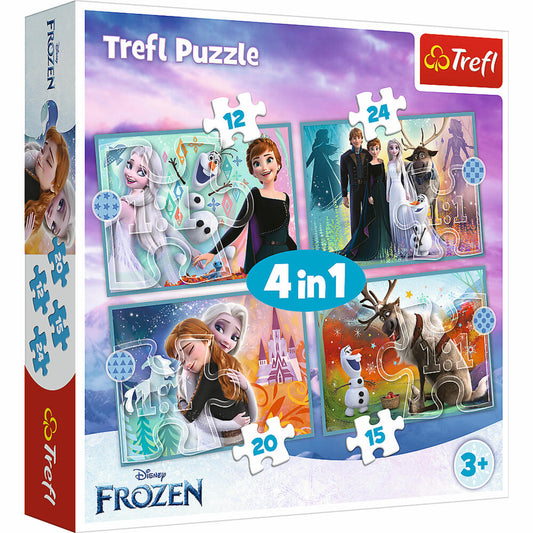 Trefl 4 in 1 Puzzle - Frozen, 12 + 15 + 20 + 24 Teile, 28.5 x 20.5 cm, 34381