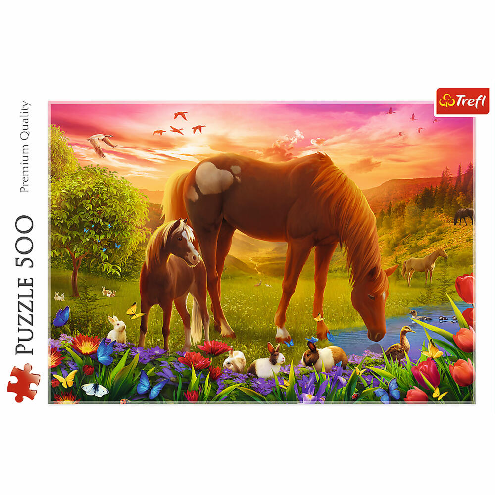 Trefl Puzzle Pferde auf der Wiese, 500 Teile, 48 x 34 cm, 37451