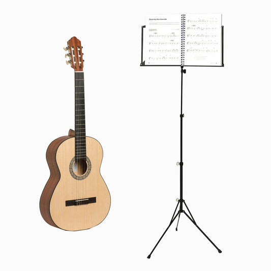 Voggenreiter Gitarren Set, 2-tlg., Konzertgitarre Student KG-1000 4/4, Notenständer NS-100, Akustik Gitarre