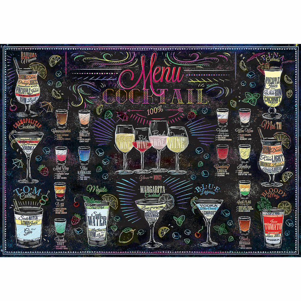 Trefl Puzzle Cocktail Menu, Drinks, 500 pieces, 48 ​​x 34 cm, 37452