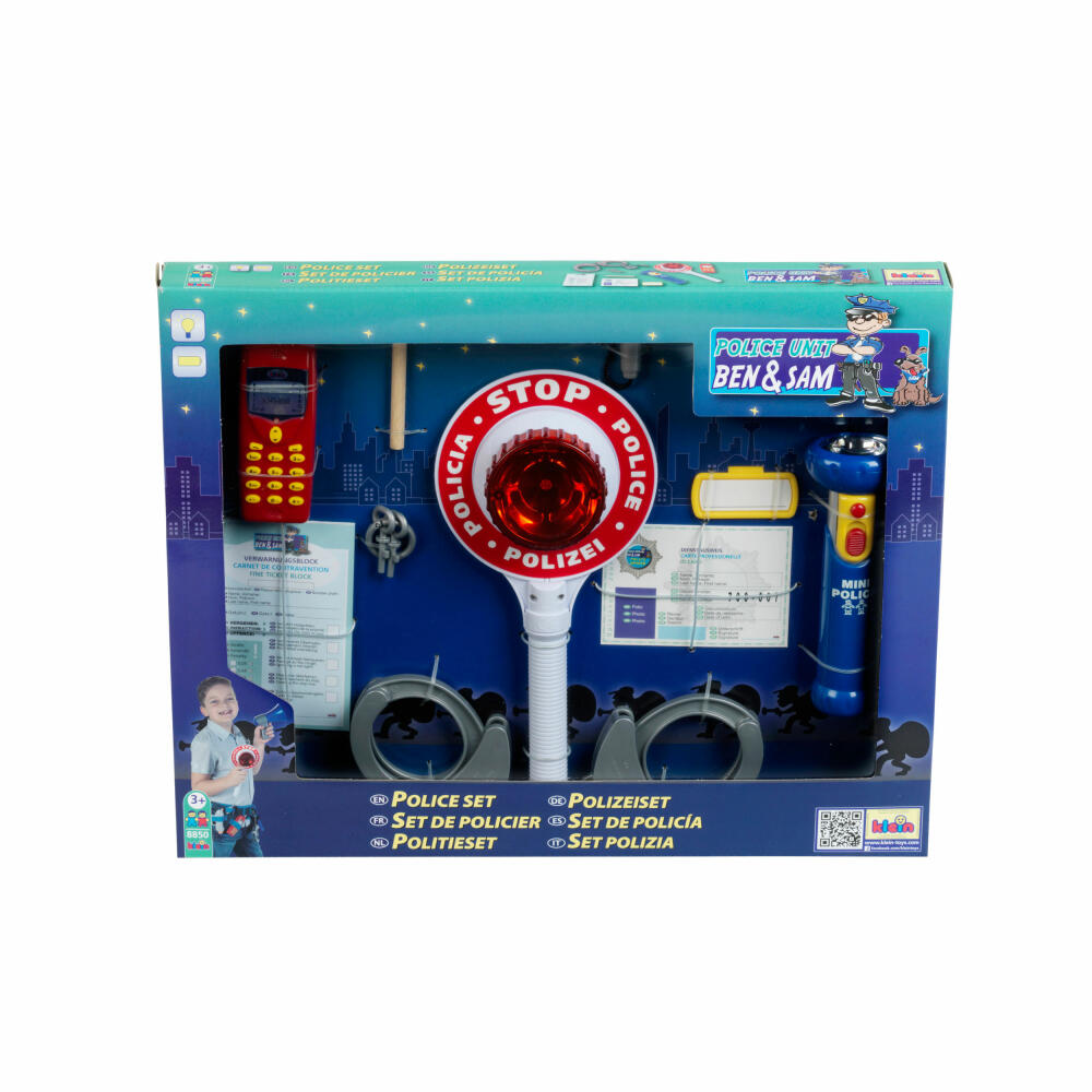 Theo Klein Police Unit Ben &amp; Sam Police Set, 9 pcs., Police Baton, Flashlight, Handcuffs, Children's Toy, 8850