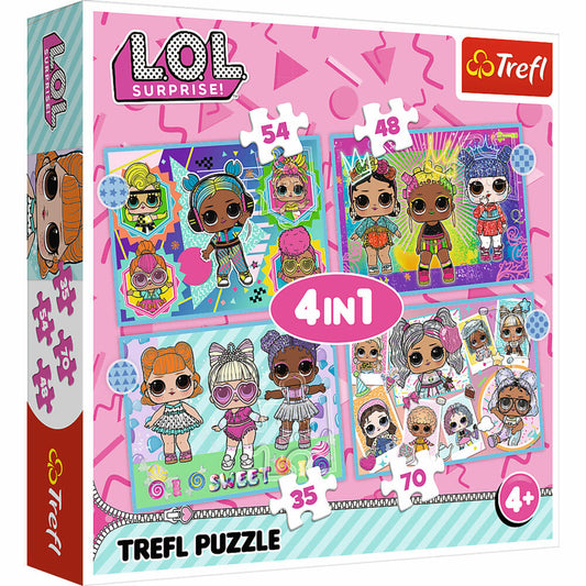 Trefl 4 in 1 Puzzle - L.O.L., 35 + 48 + 54 + 70 Teile, 28.5 x 20.5 cm, 34613