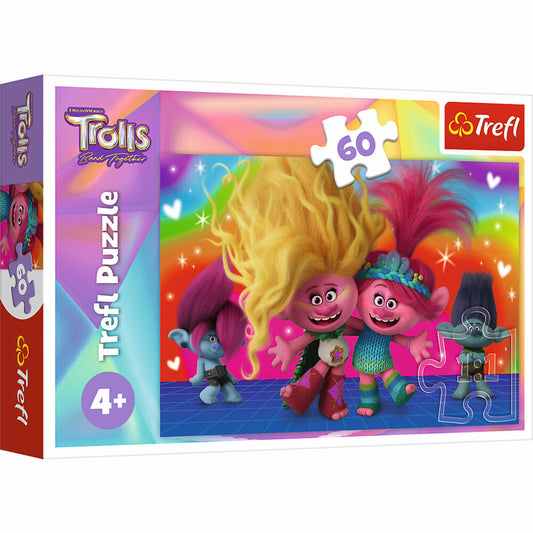Trefl Puzzle Trolls, Children's Puzzle, Trolls, 60 pieces, 33 x 22 cm, 17386