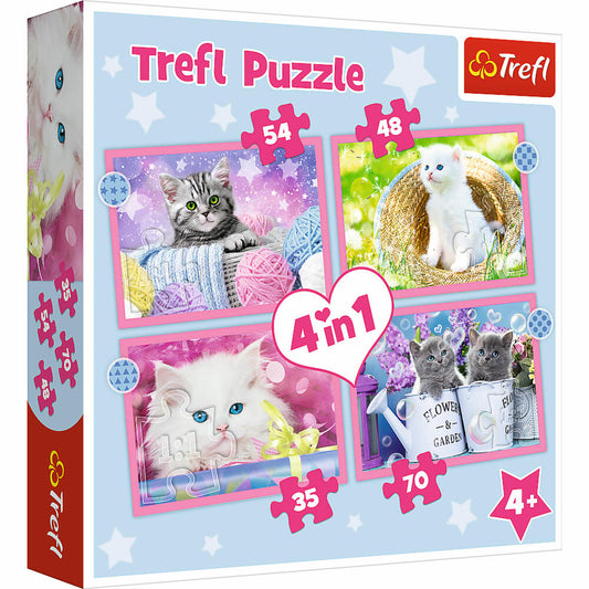 Trefl 4 in 1 puzzle - cats, 35 + 48 + 54 + 70 pieces, 28.5 x 20.5 cm, 34396
