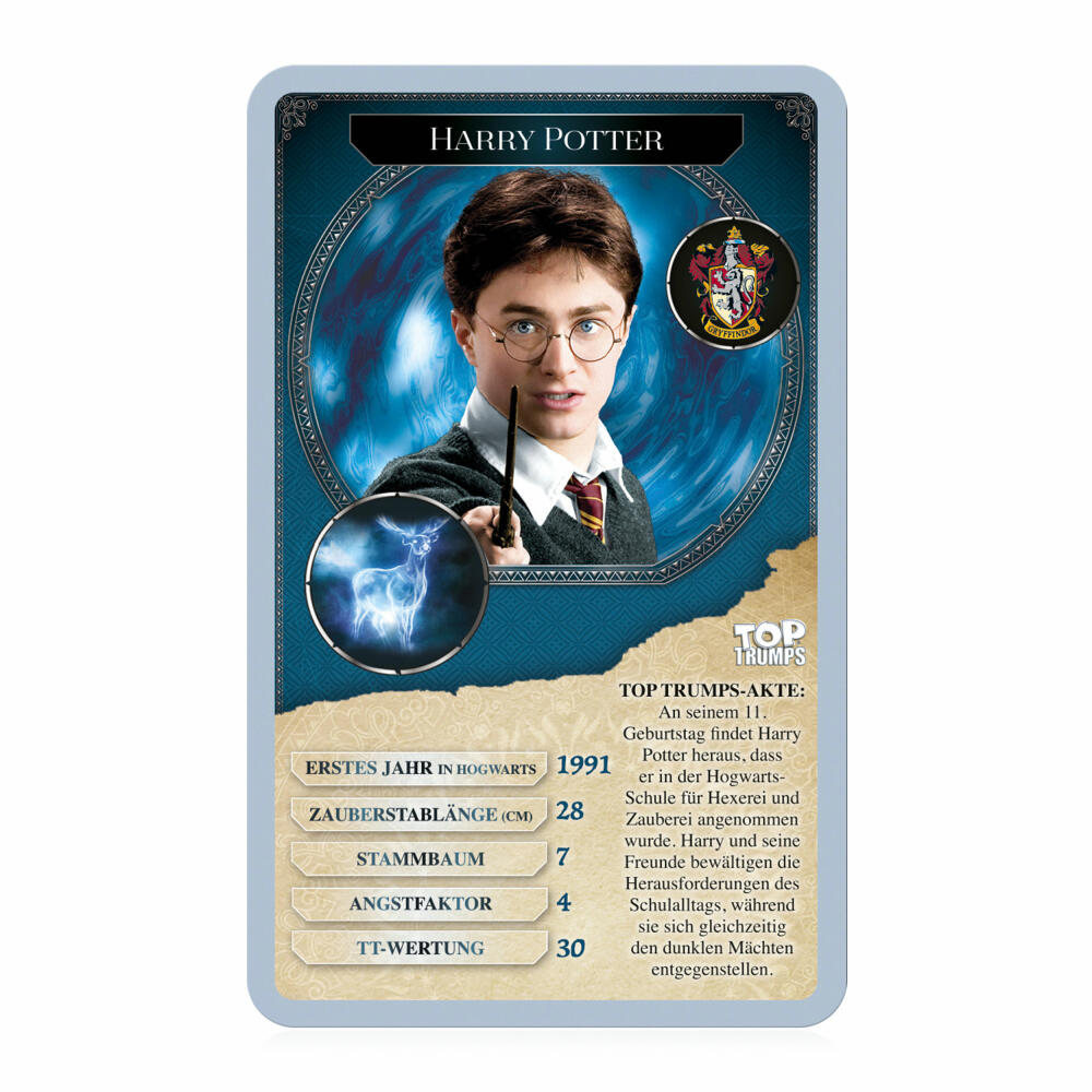 Winning Moves Top Trumps Harry Potter Hexen und Zauberer, Kartenspiel, Trumpfspiel, Quartett, Karten Spiel, 63322