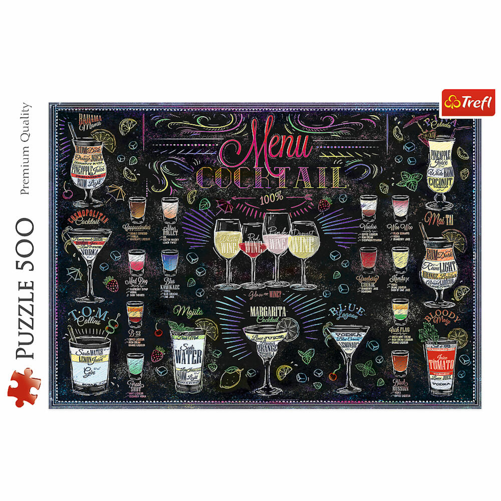 Trefl Puzzle Cocktail Menu, Drinks, 500 pieces, 48 ​​x 34 cm, 37452