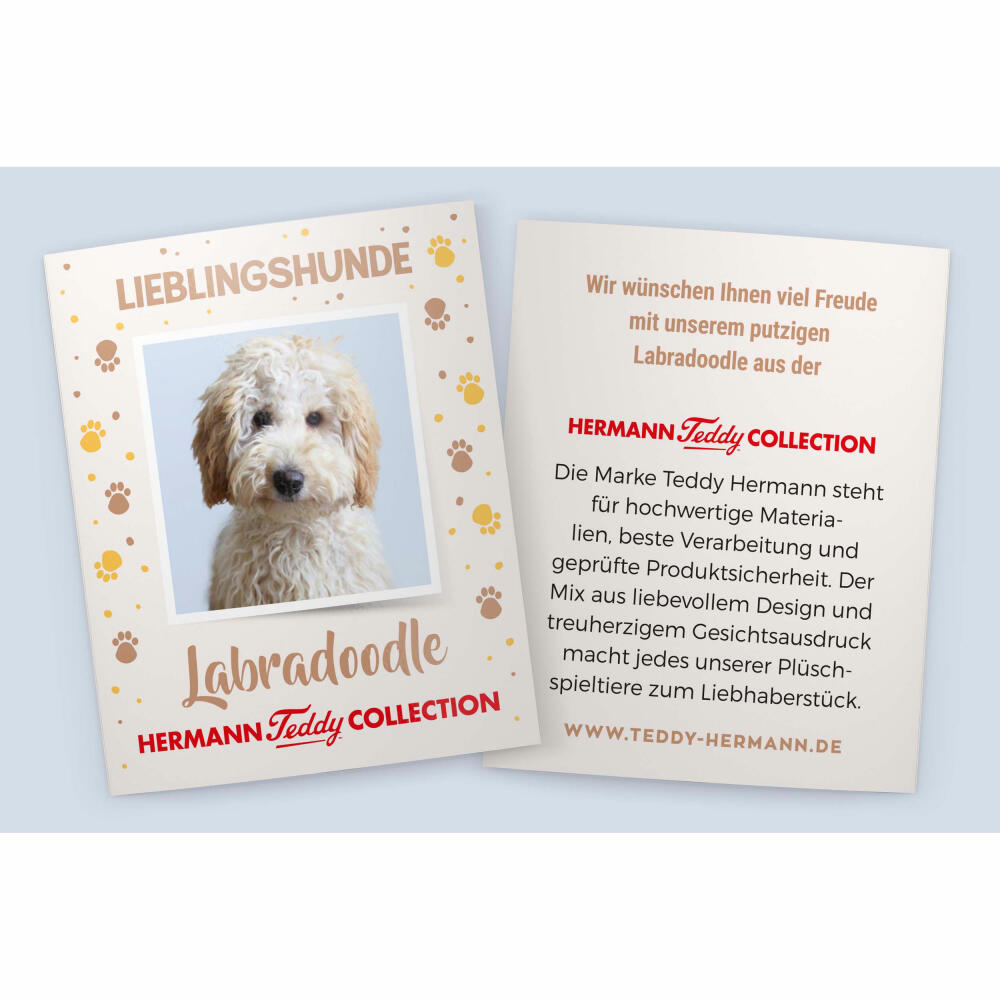 Teddy Hermann Labradoodle, Kuscheltier, Stofftier, Plüschtier, mit Sternchen-Halstuch, Hund, Sonderedition Lieblingshunde, sitzend, Plüsch, Weiß, 28 cm, 91939