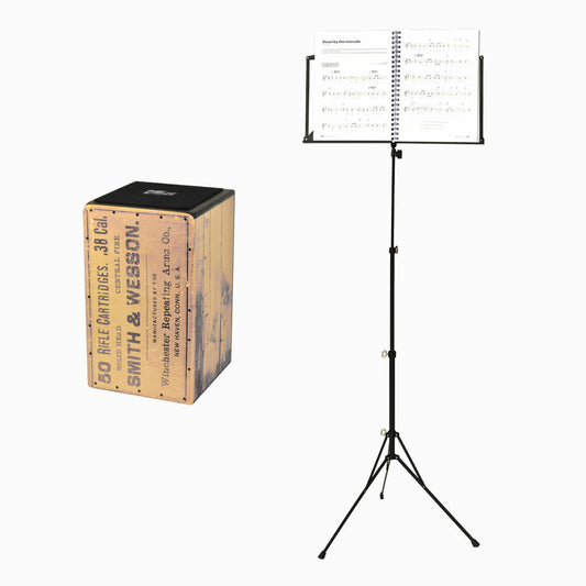 Voggenreiter Volt Cool Cajon Set, 5-tlg., The Ammo L, Notenständer NS-100, Trommelkiste, Percussion, Notenpult