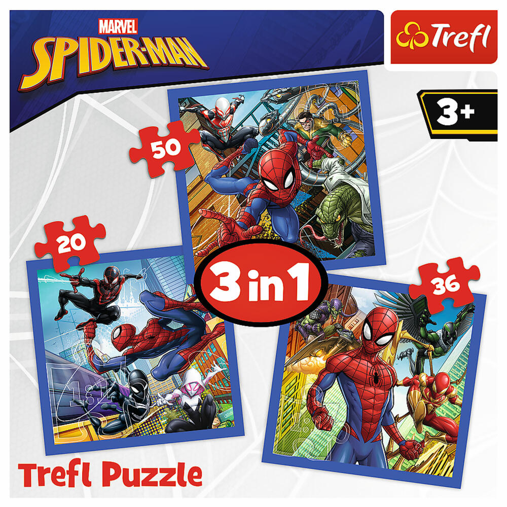 Trefl 3 in 1 Puzzle - Spiderman, 20 + 50 + 36 Teile, 20 x 19.5 cm, 34841