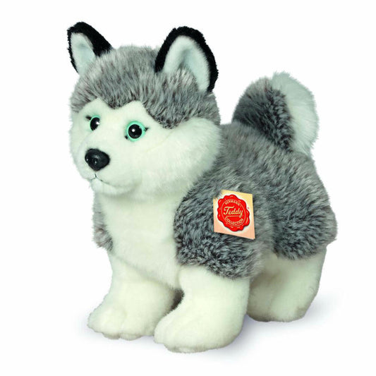 Teddy Hermann Husky, Kuscheltier, Stofftier, Plüschtier, Hund, stehend, Plüsch, Grau Weiß, 23 cm, 92701