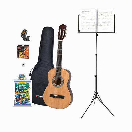 Voggenreiter Kindergitarren-Set, 7-tlg., Gitarre 1/2, Volt Notenständer NS-100, Kinder Akustikgitarre