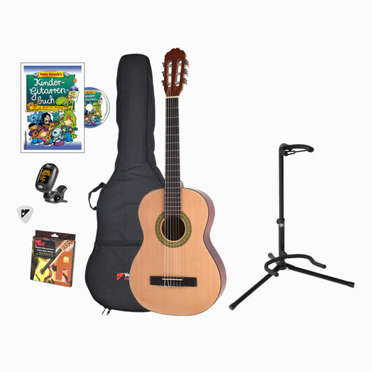 Voggenreiter Kindergitarren-Set, 7-tlg., Gitarre 3/4, Volt Gitarrenständer GS-100, Kinder Akustikgitarre