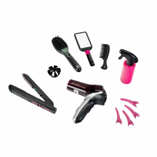 Theo Klein Megafrisierset, 10-tlg., Braun Satin Hair 7, Frisierset, Haarbürste, Fön, Spielzeug, Kinder, 5898
