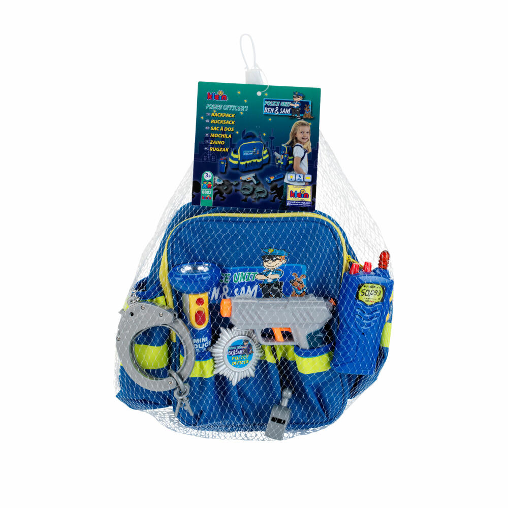 Theo Klein Police Unit Ben & Sam Polizei Rucksack, 7-tlg., Handschellen, Taschenlampe, Kinder Spielzeug, 8802