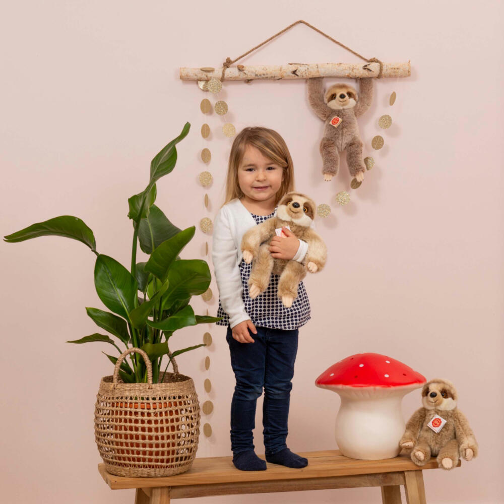 Teddy Hermann Faultier, Kuscheltier, Stofftier, Plüschtier, Wildtier, sitzend, Plüsch, Grau, 22 cm, 92328