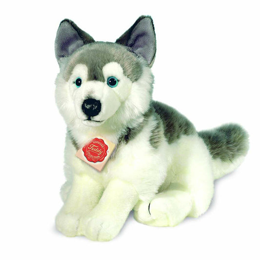 Teddy Hermann Husky, Kuscheltier, Stofftier, Plüschtier, Hund, sitzend, Plüsch, Grau Weiß, 30 cm, 92729