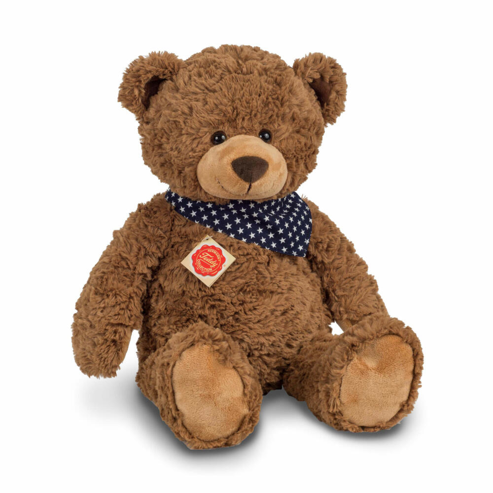 Teddy Hermann Teddy, cuddly toy, stuffed toy, plush toy, teddy bear, with star scarf, plush, brown, 48 cm, 91363