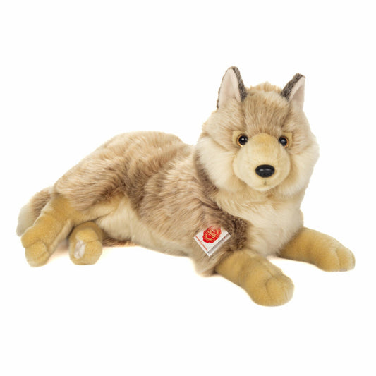 Teddy Hermann Wolf liegend, Plüschtier, Waldtier, Plüsch, Beige, Braun, 40 cm, 927372