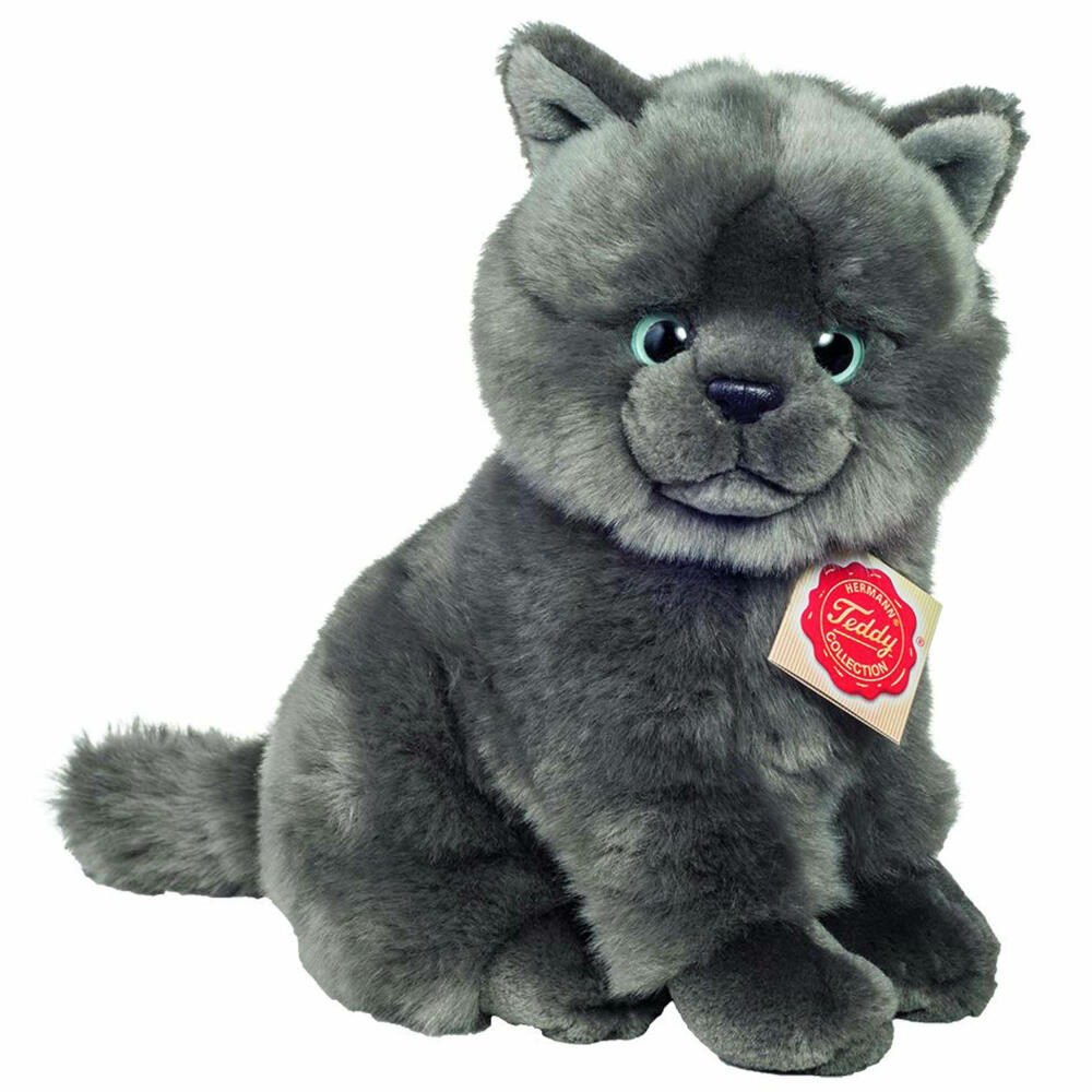 Teddy Hermann Kartäuser Katze sitzend, Kuscheltier, Stofftier, Plüschtier, Katzen, Plüsch, 20 cm, 918257