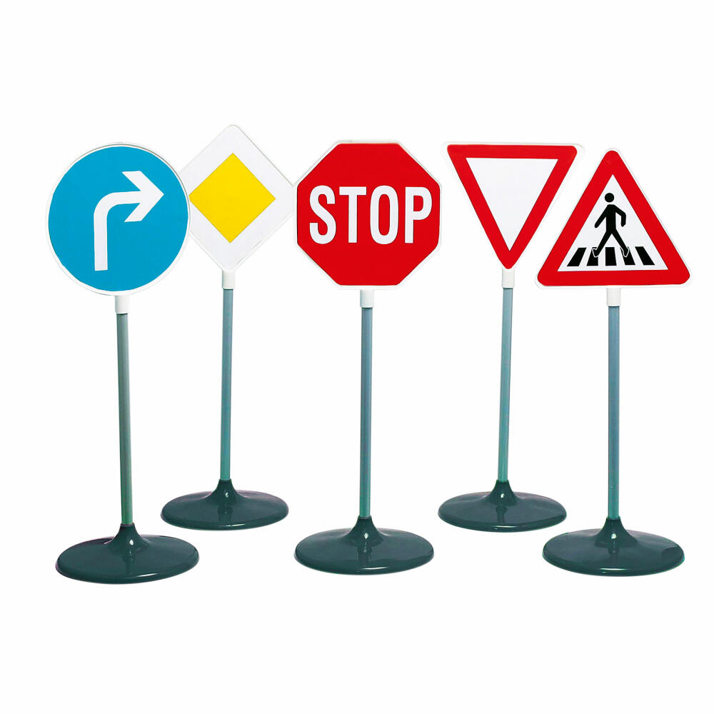 Theo Klein Traffic Sign Set, 5 pcs., Traffic Signs, Traffic Sign, Signs, Children's Toy, 2980