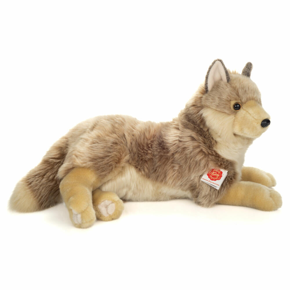Teddy Hermann Wolf liegend, Plüschtier, Waldtier, Plüsch, Beige, Braun, 40 cm, 927372
