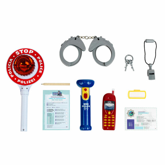 Theo Klein Police Unit Ben & Sam Polizeiset, 9-tlg., Polizeikelle, Taschenlampe, Handschellen, Kinder Spielzeug, 8850