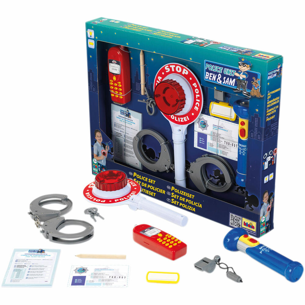Theo Klein Police Unit Ben &amp; Sam Police Set, 9 pcs., Police Baton, Flashlight, Handcuffs, Children's Toy, 8850
