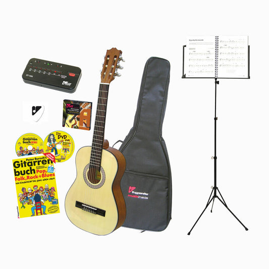 Voggenreiter Akustikgitarren Set, 7-tlg., Akustikgitarre 4/4, Notenständer NS-100, Gitarre, Notenpult