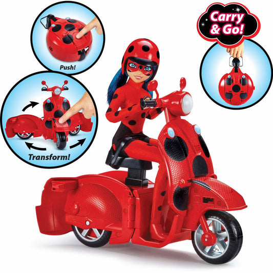 Bandai Miraculous Ladybug Scooter with Doll, Play Doll, Articulated Doll, Toy, P50668