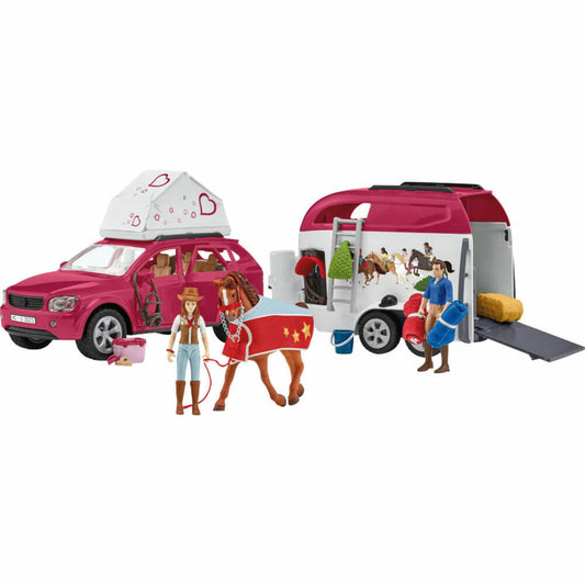 Schleich Abenteuer mit Auto und Pferdeanhänger, Spielset, Spielfiguren, Spielzeug, Pferd, ab 5 Jahre, 42535