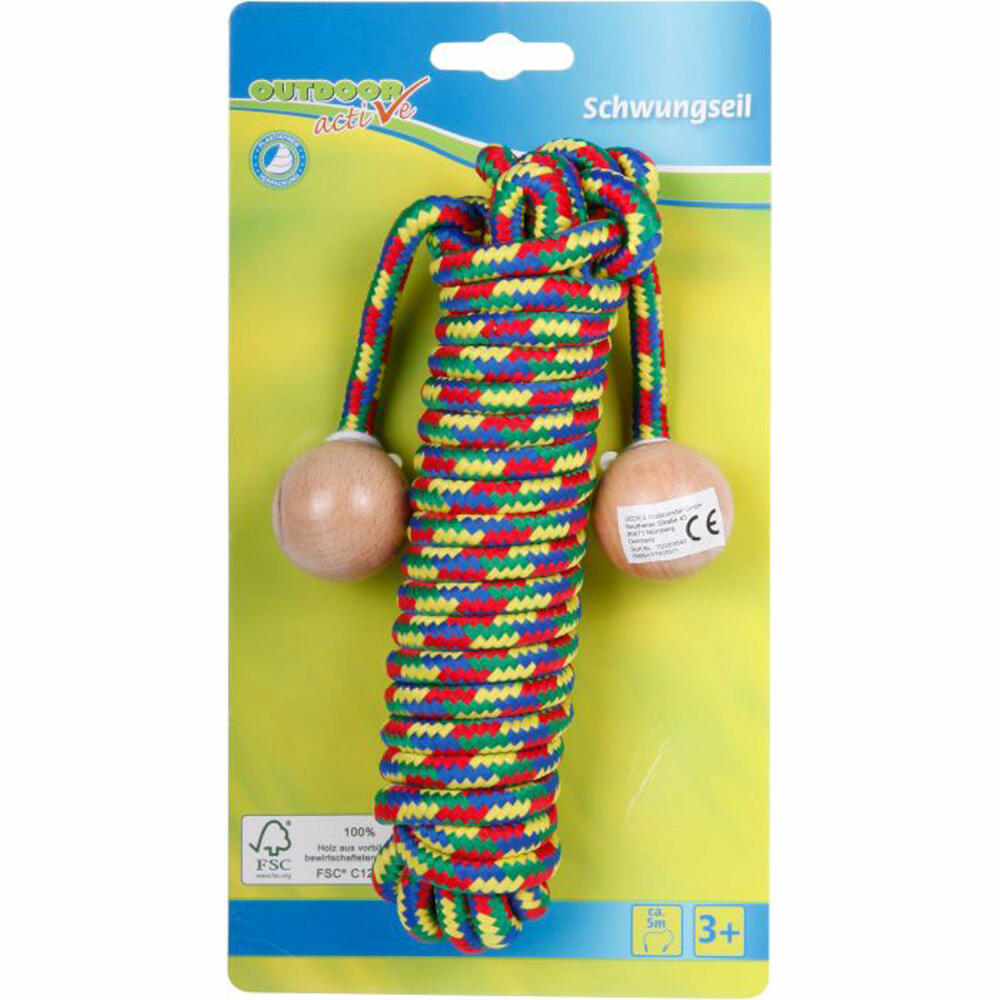 Outdoor active swing rope with wooden balls, length 5 m