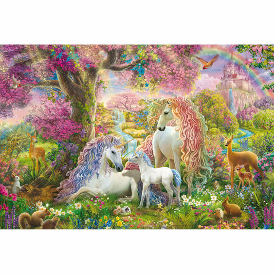 Schmidt Spiele Puzzle Unicorn Family in the Flower Forest, Children's Puzzle, Puzzle, 150 Pieces, 56387