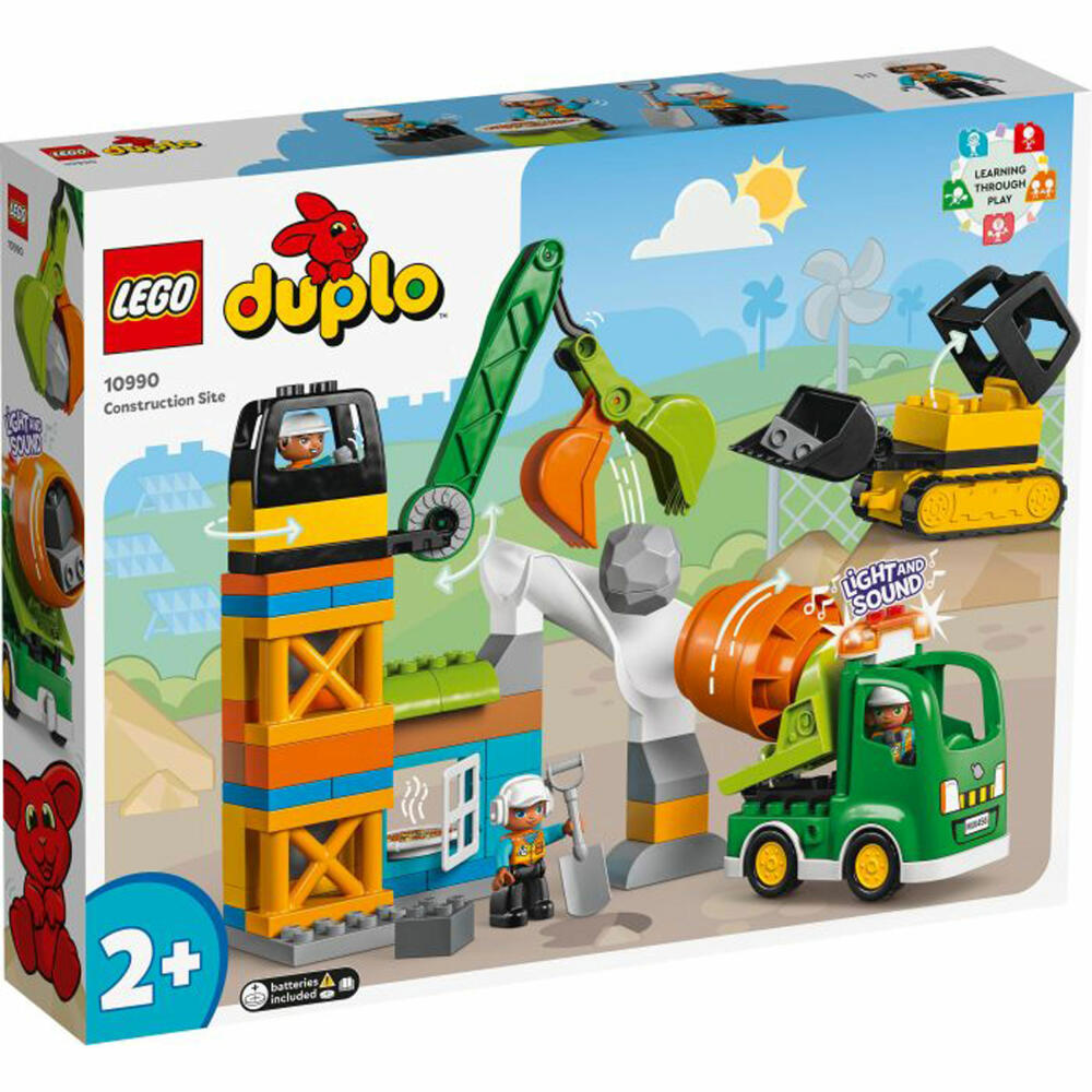 LEGO Duplo Construction Site with Construction Vehicles, 61 pcs., Construction Set, Building Blocks, Toy, from 2 years, 10990