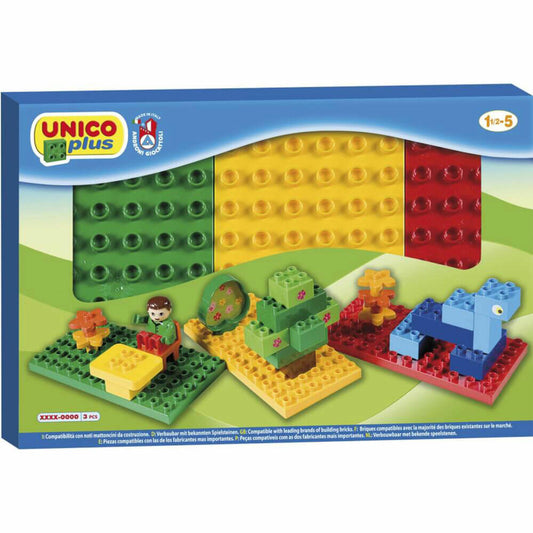 Androni Unico Plus building blocks base plates, set of 3, base plates, base plate, building plate, 8521-0000
