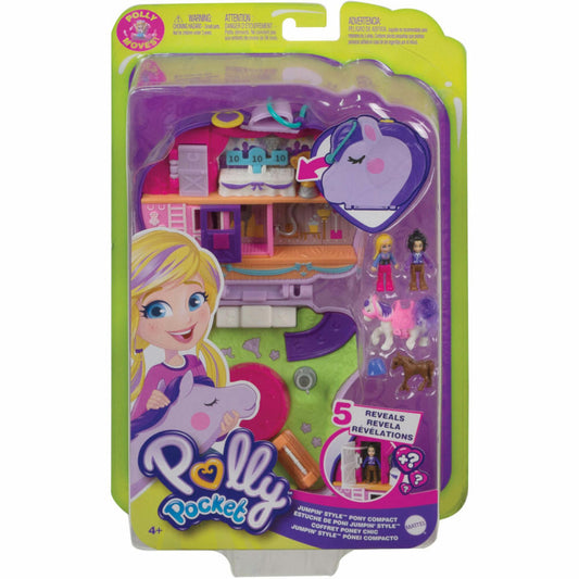Mattel Polly Pocket Pony-Springspass Schatulle, Spielfigur, Spielwelt, Figur, Spielzeug, ab 4 Jahre, GTN14