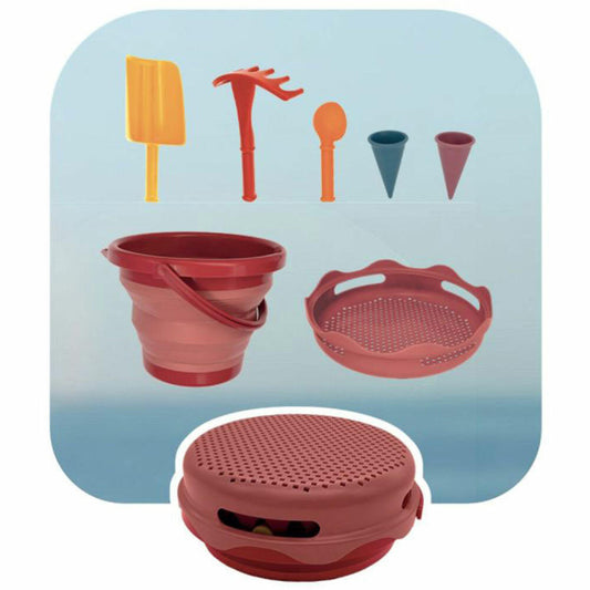 Schildkröt Funsports - 7in1 Sand Toys folding bucket set - red