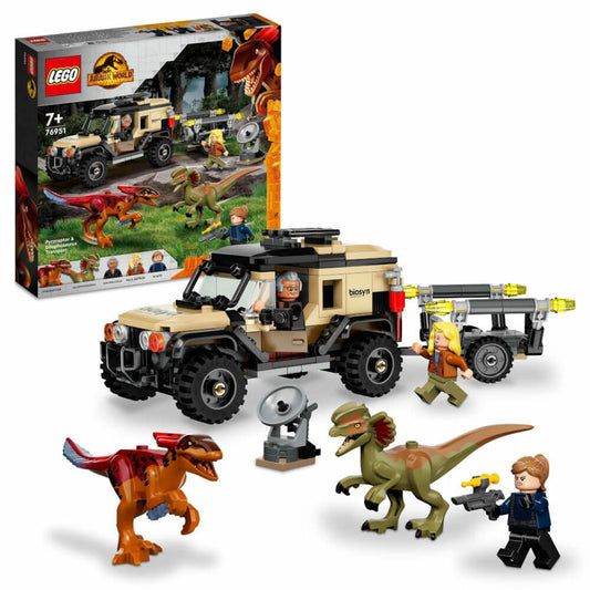 LEGO Jurassic World Pyroraptor & Dilophosaurus Transport, 254-tlg., Bauset, Bausteine, ab 7 Jahre, 76951