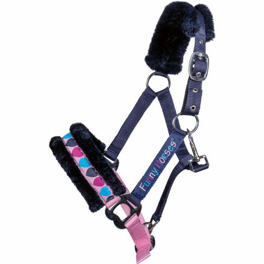 HKM Halfter -Funny Horses Hearts- dunkelblau Mini Shetty
